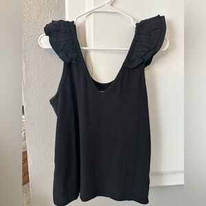 Old Navy Black Ruffle Strap V-Neck Tank